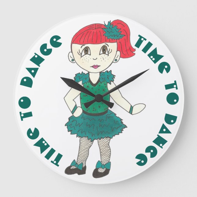 Zeit zum Tanzen Stechend Tanz Girl Studio Dekorati Große Wanduhr (Vorderseite)