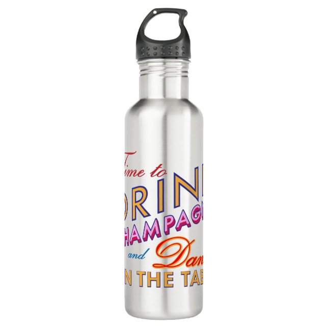 Zeit zum Trinken Champagner farbenfrohe Wasserflas Trinkflasche (Vorderseite)