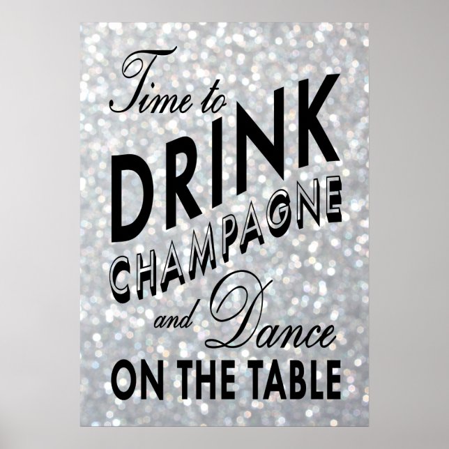 Zeit zum Trinken Champagner Silbermester Poster (Vorne)