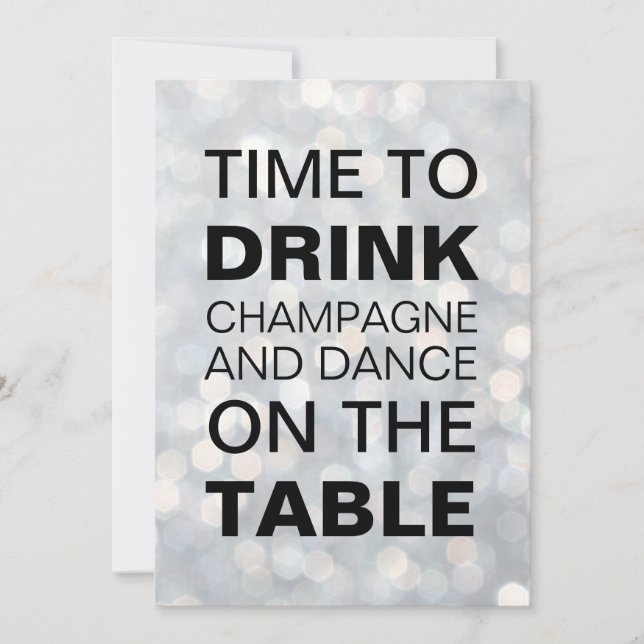 Zeit zum Trinken Champagner Silver Holiday Einladu Einladung (Vorderseite)