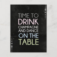 Zeit zum Trinken Champagner und Tanz - Spaß Postka