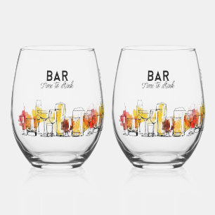 Zeit zum Trinken von bedruckten Stielglas-Weinen Weinglas Ohne Stiel