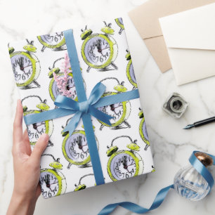 Zeit zum Weck der gelben Alarmanzeige Zeichnend Geschenkpapier