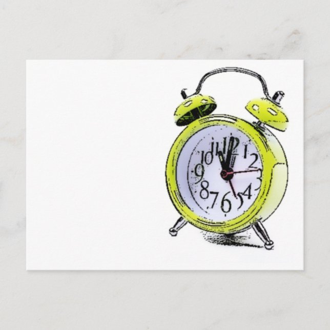 Zeit zum Weck der gelben Alarmanzeige Zeichnend Postkarte (Vorderseite)