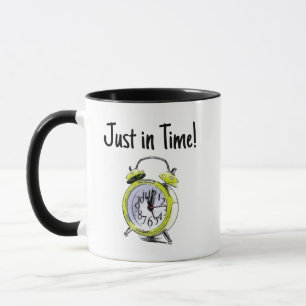 Zeit zum Weck der gelben Alarmanzeige Zeichnend Tasse