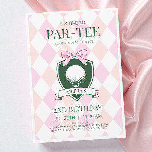 Zeit zur Par-Tee Pink Girls Golf 2. Geburtstagsfei Einladung