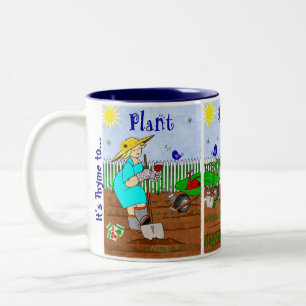 Zeit zur Pflanze, wachsen, entspannen sich - Zweifarbige Tasse