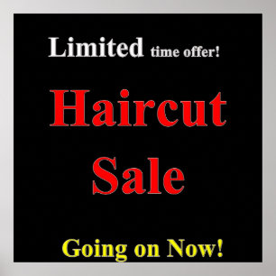 Zeitbegrenztes Angebot Haircut-Verkauf Poster Matt