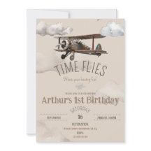 Zeitfliegen Flugzeug zum Geburtstag Einladung
