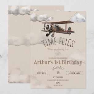 Zeitfliegen Flugzeug zum Geburtstag Einladung