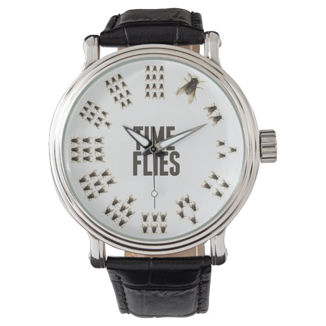 Zeitfliegen mit tatsächlichen Fliegen Beobachten Armbanduhr (Vorderseite)
