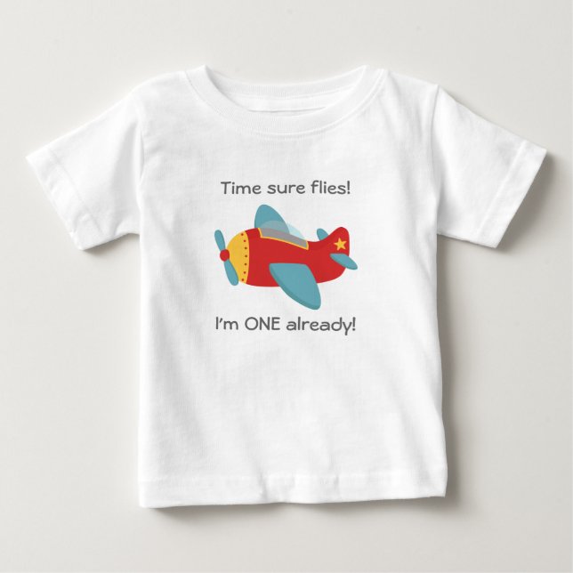 Zeitfliegen, Niedliches Flugzeug, ich bin eins, 1. Baby T-shirt (Vorderseite)