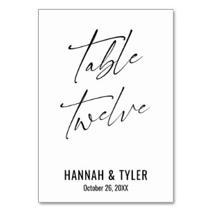 Zeitgemäße elegante Typografie-Tisch Zwölf Tischnummer