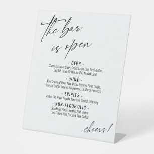 Zeitgemäße Handschrift Typografie Open Bar Menu Sockelschild