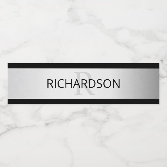 Zeitgemäße Imitate Silver Ombre Stripes & Black (Einzelnes Label)