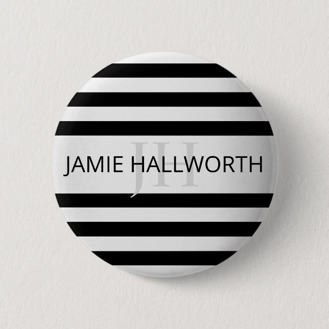 Zeitgemäße Imitate Silver Ombre Stripes & Black Button (Vorderseite)