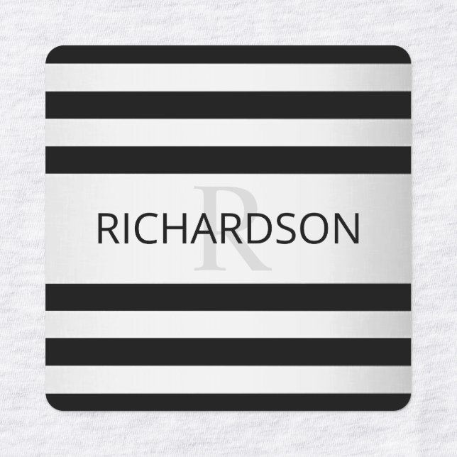 Zeitgemäße Imitate Silver Ombre Stripes & Black Etiketten (Design 1)