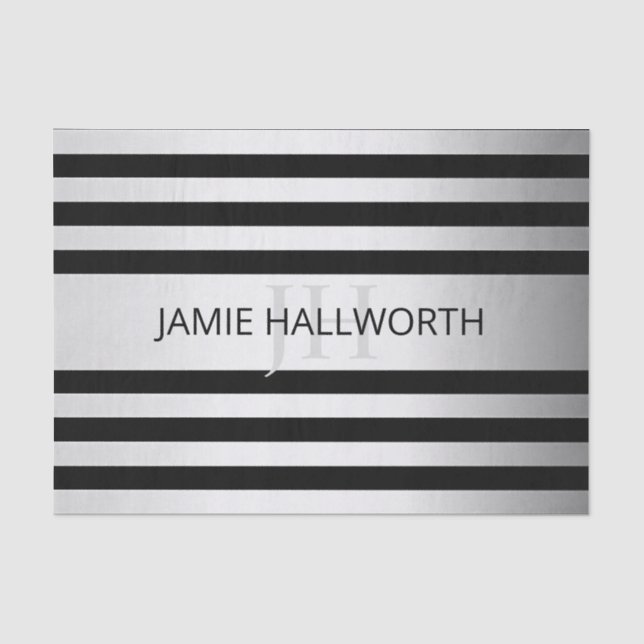 Zeitgemäße Imitate Silver Ombre Stripes & Black Seidenpapier (Vorderseite)
