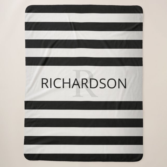 Zeitgemäße Imitate Silver Ombre Stripes & Black Sherpadecke (Vorderseite)