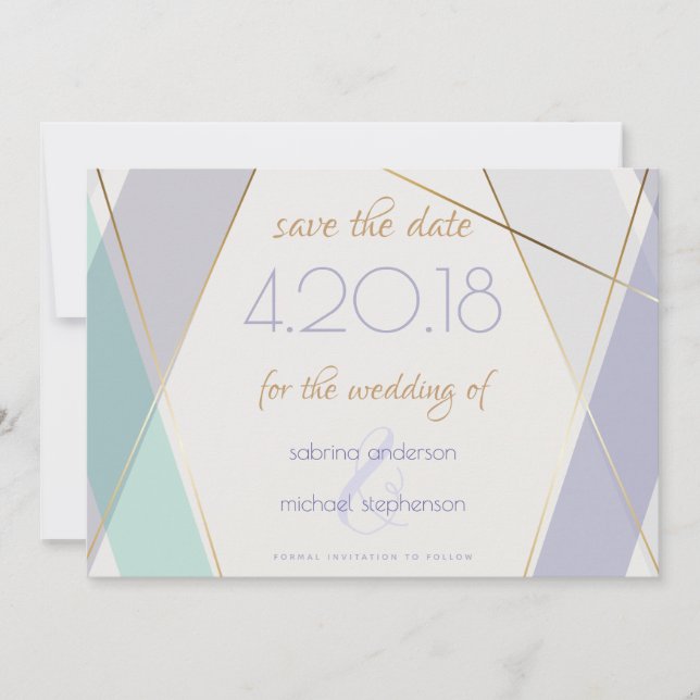 Zeitgemäße moderne geometrische Streifen Mini-Viol Save The Date (Vorderseite)