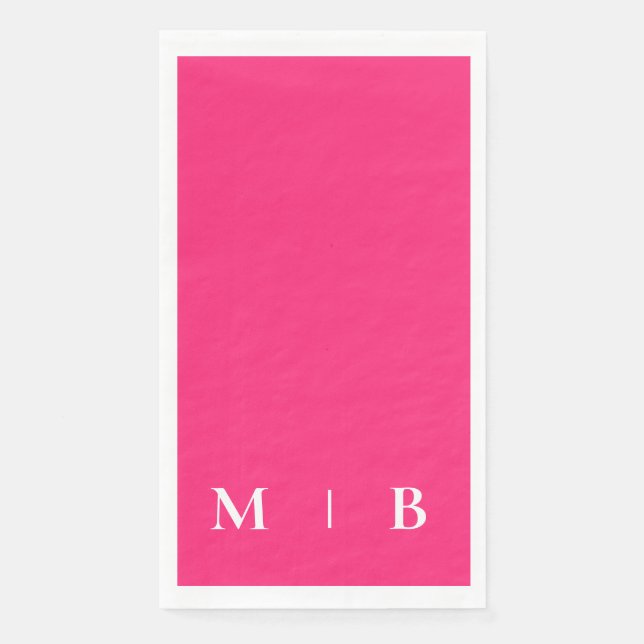 Zeitgemäße Monogramm Rosa und Weiß Serviette (Vorderseite)
