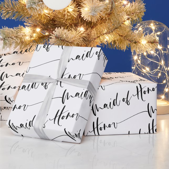 Zeitgemäße Trauzeugin-Umschlagpapier Schwarz-weiß Geschenkpapier (Feiertage)