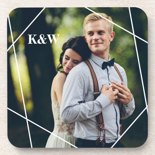 Zeitgemäßes Monogramm-Foto Getränkeuntersetzer (Vorderseite)