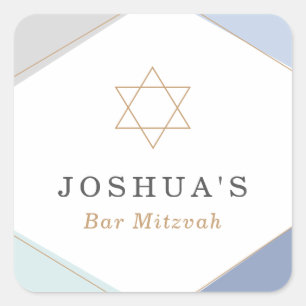 Zeitgenosse Stripes Bar Mitzvah Quadratischer Aufkleber