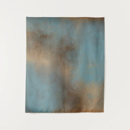 Zeitgenössisch Abstrakt Aquamarin-blau-goldbraun Wandteppich