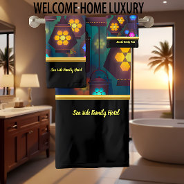 Zeitgenössisch abstrakt in mehrfarbiger Laterne Badhandtuch Set