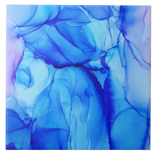 Zeitgenössisch Abstraktes Blau und Lila Farben Fliese