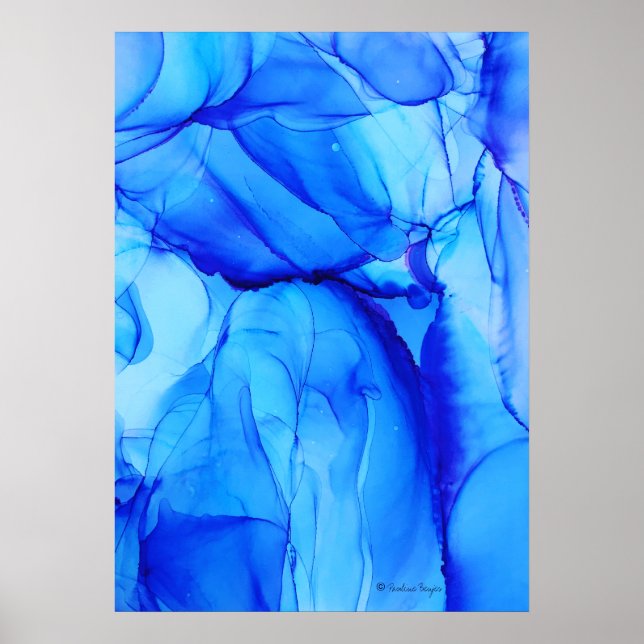 Zeitgenössisch Abstraktes Indigo Poster (Vorne)