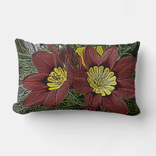 zeitgenössisch farbenfrohe moderne Blume Lendenkissen (Vorderseite)
