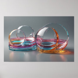 Zeitgenössische Abstrakte Glaskunst Rosa und Grau Poster