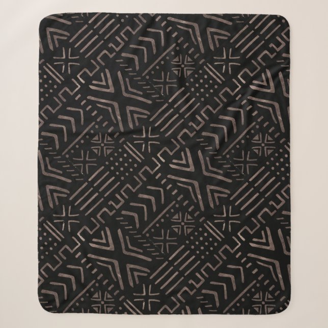 Zeitgenössische afrikanische Mud Cloud Print Fleec Sherpadecke (Vorderseite)