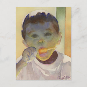 Zeitgenössische Aquarellmalerei "Orange Popsicle" Postkarte