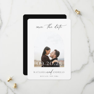 Zeitgenössische Arch-Frame-Hochzeit speichern das Save The Date