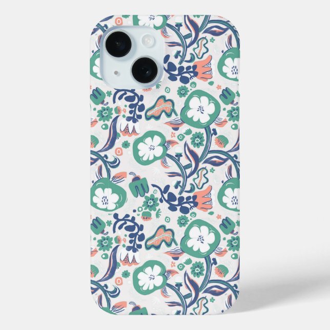 Zeitgenössische Blumendoodle drucken Case-Mate iPhone Hülle (Rückseite)