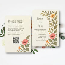 Zeitgenössische botanische QR-Code-Blumenhochzeit