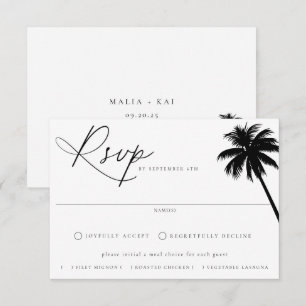 Zeitgenössische Coastal Chic Meal Choice Hochzeit RSVP Karte