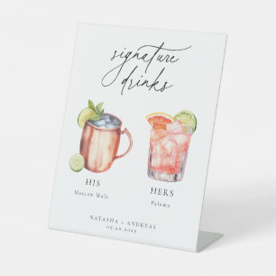 Zeitgenössische Cocktails Signature Drinks Sockelschild