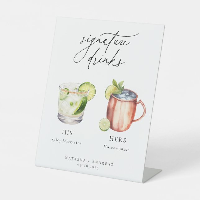 Zeitgenössische Cocktails Signature Drinks Sockelschild (Vorderseite)