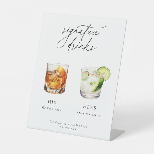 Zeitgenössische Cocktails Signature Drinks Sockelschild (Vorderseite)
