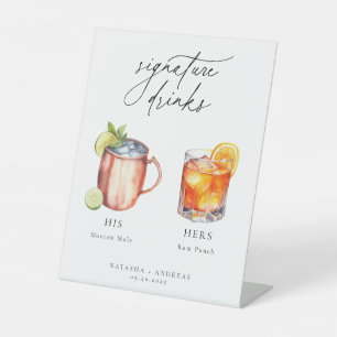 Zeitgenössische Cocktails Signature Drinks Sockelschild