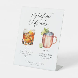 Zeitgenössische Cocktails Signature-Drinks Sockelschild