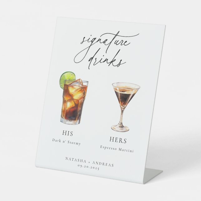 Zeitgenössische Cocktails Signature Drinks Sockelschild (Vorderseite)