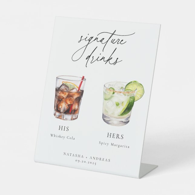 Zeitgenössische Cocktails Signature Drinks Sockelschild (Vorderseite)