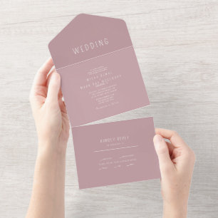 Zeitgenössische Einfache Dusty-Rose Hochzeit All In One Einladung