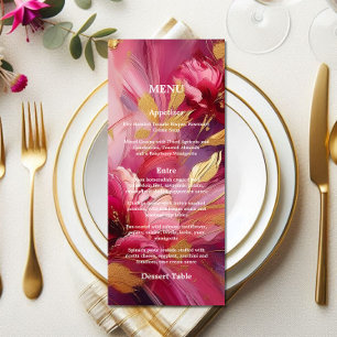 Zeitgenössische Eleganz: Fuchsienrosa Gold Menü Menükarte
