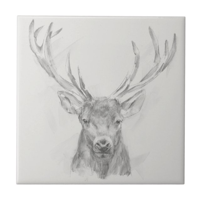 Zeitgenössische Elk Sketch Fliese (Vorderseite)